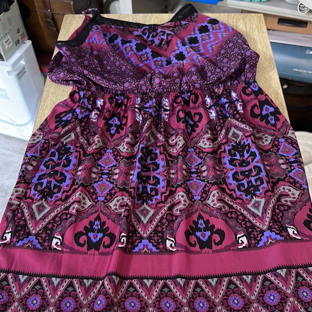 NWOT Express Purple and Red Casual Mini Sundress with 3/4 Sleeves